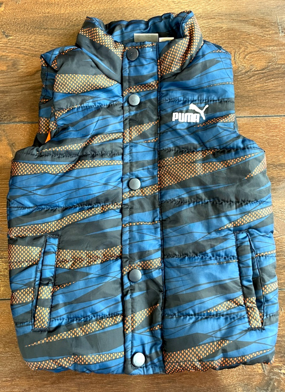 Puma Toddler Vest Size 24 M Button Pockets Blue Orange